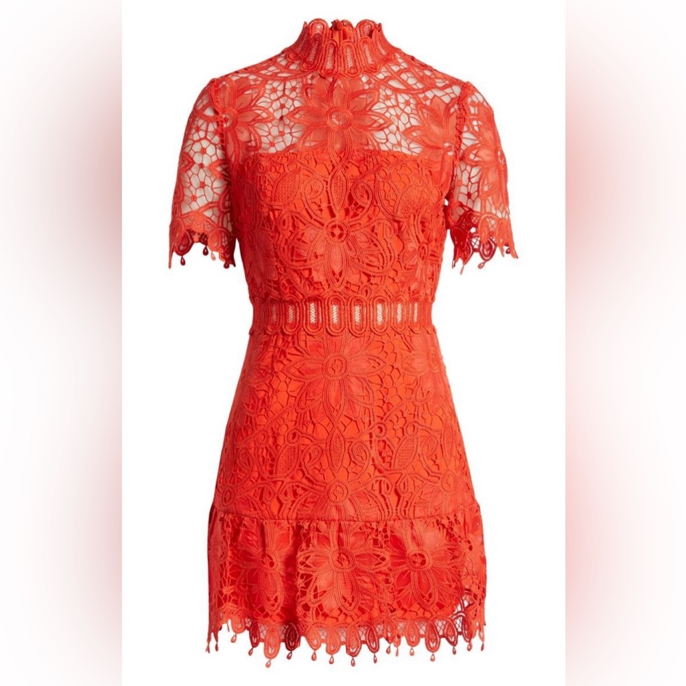 Saylor Vreni Fire Whirl Red Lace Mini Dress NWT Size Small Cocktail Party - Picture 2 of 14